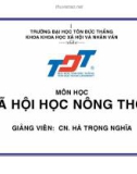 Bài giảng Xã hội học nông thôn - GV. Hà Trọng Nghĩa