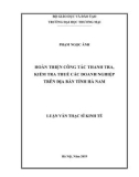 Luận văn Thạc sĩ Kinh tế: Hoàn thiện công tác thanh tra, kiểm tra thuế các doanh nghiệp trên địa bàn tỉnh Hà Nam