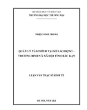 Luận văn Thạc sĩ Kinh tế: Quản lý tài chính tại Sở Lao động - Thương binh và Xã hội tỉnh Bắc Kạn