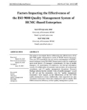 Factors impacting the effectiveness of the ISO 9000 quality management system of HCMC based enterprises