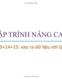 Bài giảng Lập trình nâng cao: Bài 13+14+15 - Trương Xuân Nam