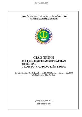 Giáo trình Tính toán kết cấu hàn (Nghề: Hàn - CĐLT) - Trường Cao đẳng Cơ giới (2022)