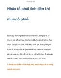 Nhân tố phải tính đến khi mua cổ phiếu