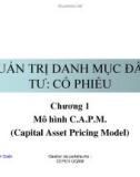 Quản trị danh mục đầu tư: Cổ phiếu-Chương 1: Mô hình C.A.P.M