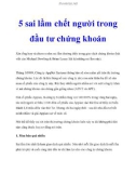 5 sai lầm chết người trong đầu tư chứng khoán