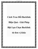 Cách Trao Đổi Backlink Hiệu Quả - Giải Pháp Đặt Lựa Chọn Backlink từ đơn vị khác