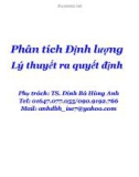 Bài giảng Kinh tế lượng: Chương 1 - TS. Đinh Bá Hùng Anh