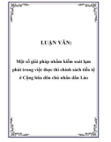 LUẬN VĂN: Một số giải pháp nhằm kiểm soát lạm phát trong việc thực thi chính sách tiền tệ ở Cộng hũa dõn chủ nhân dân Lào