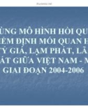 Thuyết trình tài chính quốc tế: Dùng mô hình hồi quy kiểm định mối quan hệ tỷ giá, lạm phát, lãi suất giữa Việt Nam và Mỹ giai đoạn 2004 – 2006