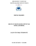 Luận văn Thạc sĩ Kinh tế: Quản lý ngân sách cấp xã tại tỉnh Lâm Đồng