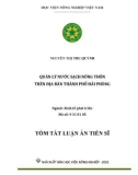 Tóm tắt luận án Tiến sĩ Kinh tế phát triển: Quản lý nước sạch nông thôn trên địa bàn thành phố Hải Phòng