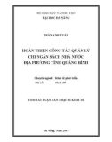 Tóm tắt luận văn Thạc sĩ Kinh tế: Hoàn thiện công tác quản lý chi ngân sách nhà nước địa phương tỉnh Quảng Bình