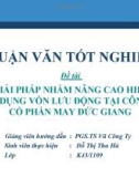 Luận văn: Các giải pháp nhằm nâng cao hiệu quả sử dụng vốn lưu động tại công ty cổ phần may Đức Giang