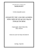 Tóm tắt luận văn Thạc sĩ Kinh tế: Giải quyết việc làm cho lao động nông thôn ở huyện Quảng Trạch, tỉnh Quảng Bình