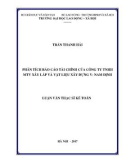 Luận văn Thạc sĩ Kinh tế: Phân tích báo cáo tài chính của Công ty TNHH MTV Xây lắp và vật liệu xây dựng V - Nam Định
