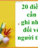 20 điều cần ghi nhớ đối với người thầy