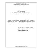 Luận văn Thạc sĩ Quản lý kinh tế: Hoạt động hỗ trợ thanh niên khởi nghiệp trên địa bàn thị xã Hòa Thành, tỉnh Tây Ninh