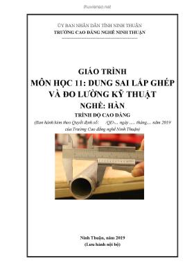 Giáo trình Dung sai lắp ghép và đo lường kỹ thuật (Ngành: Hàn - Cao đẳng) - Trường Cao đẳng nghề Ninh Thuận