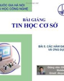 BÀI GIẢNG TIN HỌC CƠ SỞ - BÀI 5: CÁC HÀM ĐẠI SỐ LOGIC VÀ ỨNG DỤNG