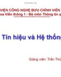 Bài giảng Tín hiệu và hệ thống: Chương 2 - Trần Thủy Bình