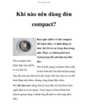 Khi nào nên dùng đèn compact?