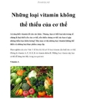 Những loại vitamin không thể thiếu của cơ thể