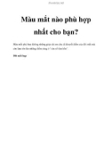 Màu mắt nào phù hợp nhất cho bạn