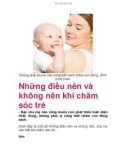 Những điều nên và không nên khi chăm sóc trẻ