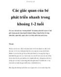 Các giác quan của bé phát triển nhanh trong khoảng 1-2 tuổi