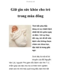 Giữ gìn sức khỏe cho trẻ trong mùa đông