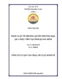 Tóm tắt Luận văn Thạc sĩ Luật kinh tế: Pháp luật về nhượng quyền thương mại, qua thực tiễn tại tỉnh Quảng Bình