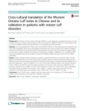 Cross-cultural translation of the Western Ontario Cuff Index in Chinese and its validation in patients with rotator cuff disorders