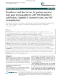 Prevalence and risk factors for patient-reported joint pain among patients with HIV/Hepatitis C coinfection, Hepatitis C monoinfection, and HIV monoinfection