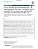 Efficacy of a brief manualized intervention Managing Cancer and Living Meaningfully (CALM) adapted to German cancer care settings: Study protocol for a randomized controlled trial