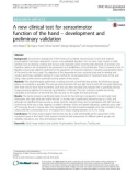 A new clinical test for sensorimotor function of the hand – development and preliminary validation