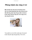 Phòng bệnh sâu răng ở trẻ