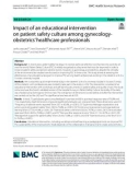 Impact of an educational intervention on patient safety culture among gynecologyobstetrics' healthcare professionals