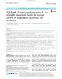 High level of serum apolipoprotein A-I is a favorable prognostic factor for overall survival in esophageal squamous cell carcinoma