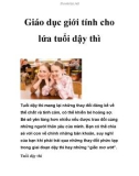 Giáo dục giới tính cho lứa tuổi dậy thì