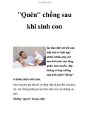 Quên chồng sau khi sinh con