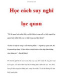 Học cách suy nghĩ lạc quan