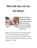 Rèn chữ cho con sao cho đúng?