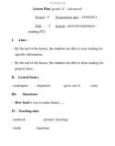 Lesson Plan (grade 11 – advanced) Period : 9