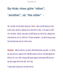 Sự khác nhau giữa 'other', 'another', và 'the other'