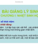 Bài giảng lý sinh: Chương 1. Nhiệt sinh học