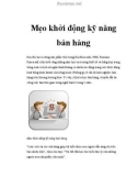 Mẹo khởi động kỹ năng bán hàng