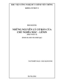 Bài giảng Những nguyên lý cơ bản của chủ nghĩa Mác - Lênin (Học phần 2): Phần 1