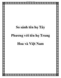 So sánh tên họ Tây Phương với tên họ Trung Hoa và Việt Nam