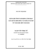 Luận văn Thạc sĩ Lịch sử: Đảng bộ tỉnh Nam Định lãnh đạo xây dựng đời sống văn hoá ở cơ sở từ năm 2001 đến năm 2010