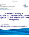 Chính sách du lịch hướng đến du lịch bền vững, có trách nhiệm và có khả năng cạnh tranh ở Việt Nam - Janez SIRSE